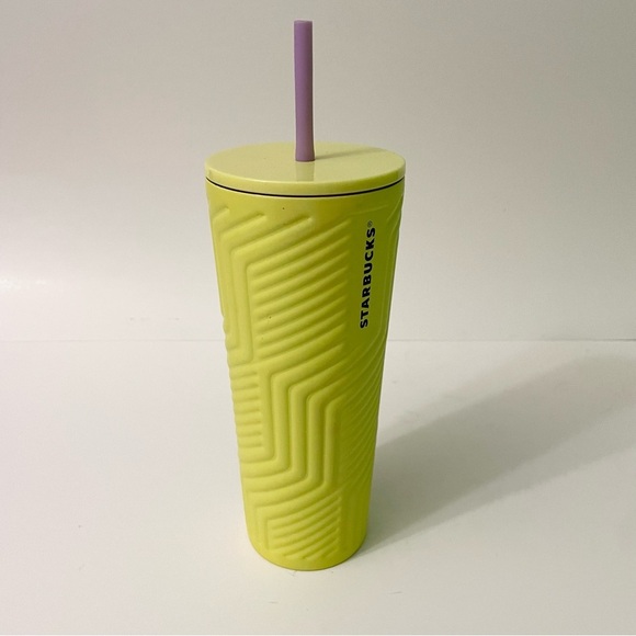 Starbucks 2024 Winter Angular Neon Yellow Stainless Steel Tumbler - Picture 1 of 16